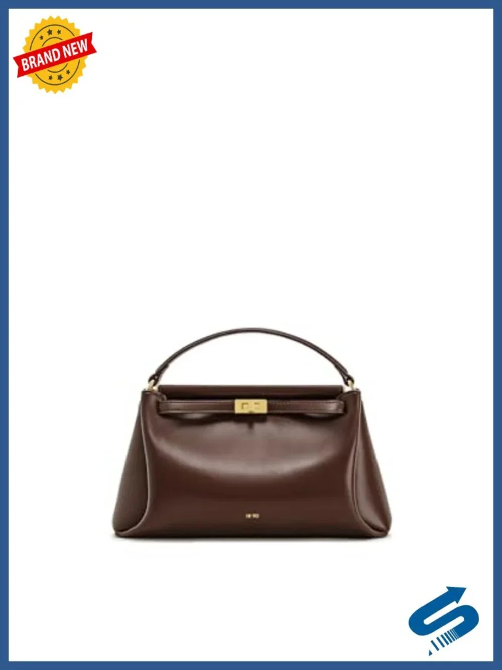 Vegan Leather Top Handle Satchel Bag with Twist Lock, Crossbody Strap